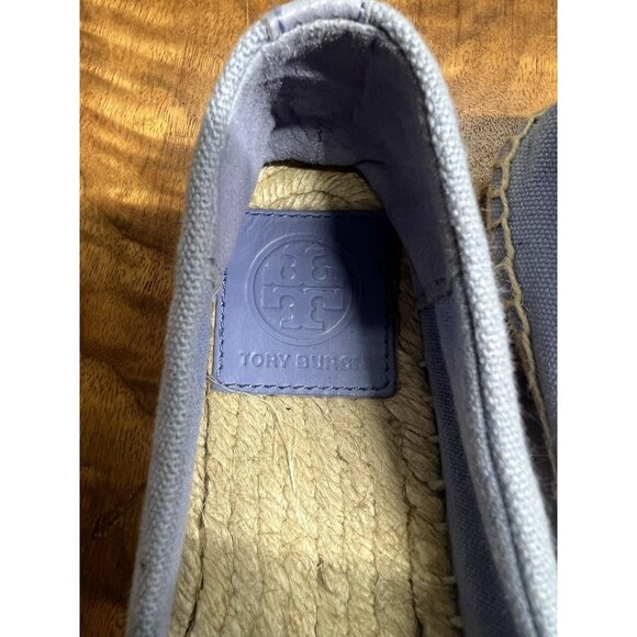 Tory Burch Women’s 7.5 Color Block Canvas Espadrille Casual Flat Shoe Navy Blue - Picture 6 of 10